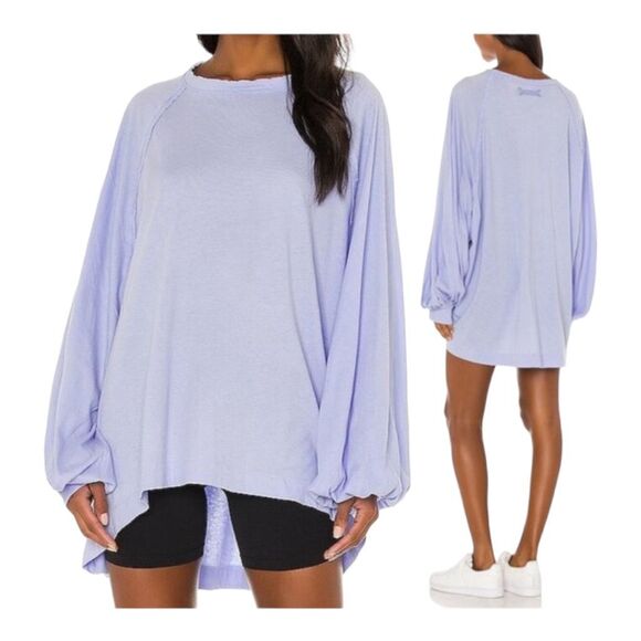 Free People Shes Everything oversized top in Corsican sea size S - Picture 1 of 9